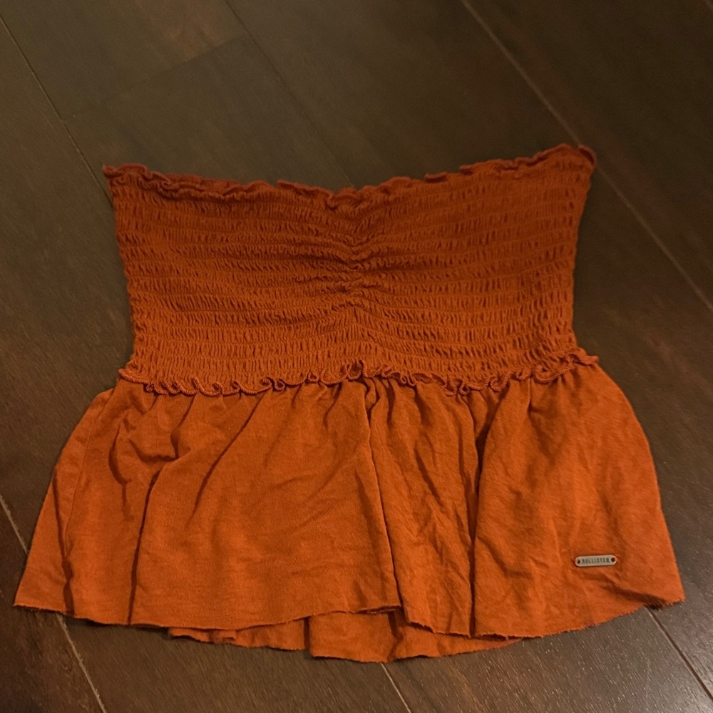 Smocked Strapless Tube Top in Burnt Orange